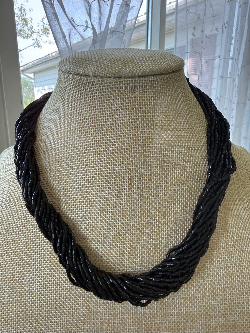 Twisted Black Seed Bead Necklace - Women Jewelry